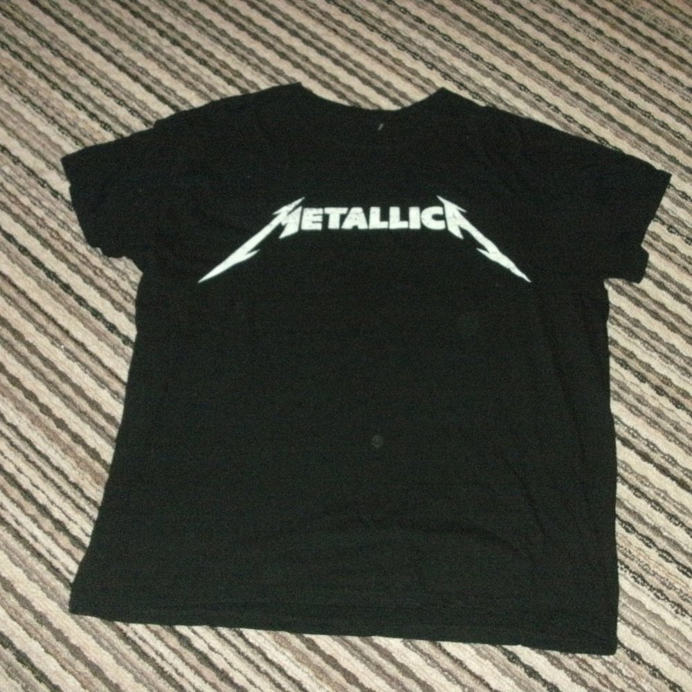 METALLICA Logo Black Short Sleeve Tee T Shirt Top Rock Heavy Metal adult XL